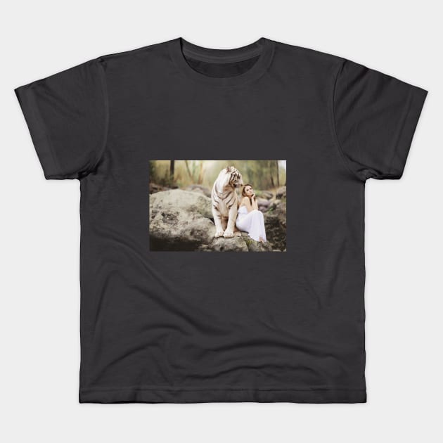 Beauty and The Tiger Kids T-Shirt by LovelyGirl